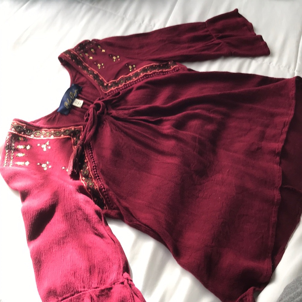 red flowy top